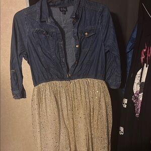 Lilt Denim and Gold Sparkle Dress